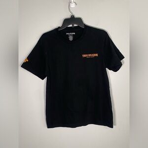 True Religion Black and Orange Short Sleeve Tee